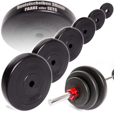 C.P. Sports Hantelscheiben 1 Paar Hantelscheibe 30mm Hantelscheibe, Bumper Plates 0,5 KG – 15 KG je Paar (0,5 KG Paar)