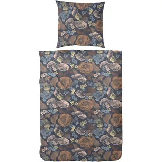 Primera Edelflanell-Bettwäsche Exciting Blumen Blau 135 x 200 cm + 80 x 80 cm