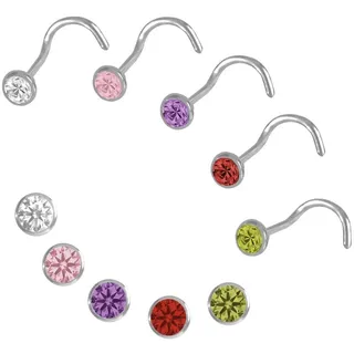 Firetti Nasenpiercing-Set »Multipack Schmuck Geschenk Silber 925 Piercing Nasenstecker«, (Set, 5 tlg.), mit Zirkonia (synth.), bunt