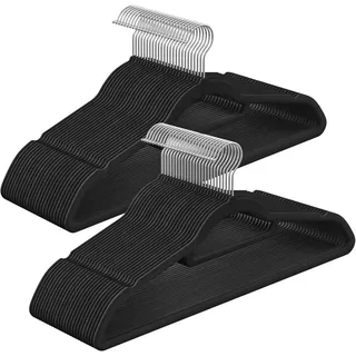 Kleiderbügel , Schwarz , Metall, Kunststoff , 42.7x22x0.6 cm , Haken drehbar, rutschfest , Garderobe, Kleiderbügel