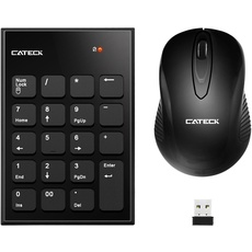 CATECK Ziffernblock und Maus Kombination, 2,4G kabellose Mini USB Ziffernblock und Maus Kombination mit USB Empfänger für Laptop, Desktop und Notebook. Es Wird nur EIN USB Empfangsteil benötigt.