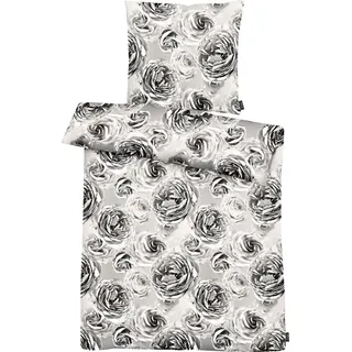 APELT Bettwäsche »Beatrice« 2 Stk. tlg. exklusives großformatiges Blumendesign setzt ein modisches Statement, schwarz