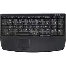 Active Key Industry 4.0 Notebook Style Ultraflat Touchpad Keyboard with NumPad PS2 Black (DE, Kabelgebunden), Tastatur, Schwarz