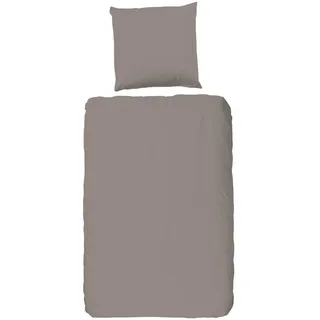Bettwäsche , Taupe , Textil , Uni , 135x200 cm , atmungsaktiv , Heimtextilien, Bettwäsche & Leintücher, Bettwäsche, Satin-Bettwäsche