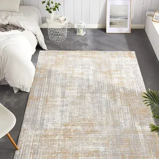 TOPICK Teppich Abstrakt Kurzflor Dünne Teppiche Bunt Verwischt Geometrisch Gitter Design Teppichläufer Braun Schlafzimmer Wohnzimmer Esszimmer Arbeitszimmer Büro Läufer Faltbar 90x150cm Taupe