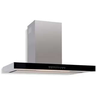 Klarstein Dunstabzugshaube 90 cm, Dunstabzugshaube Edelstahl, Abzugshaube mit Filter, Dunstabzug mit 577.8m3/h Luftstrom, Wandhauben mit Wi-Fi-Steuerung & LEDs, Abluft/Umluft Dunstabzugshauben 90 cm - Schwarz