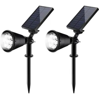 SALCAR Solarstrahler für Außen 2 Stück mit Erdspieß, Wasserdichte Solarlampen für Außen, 1800mAh Hohe Leistungs Solarleuchte für Gärten, Sträucher und Bäume