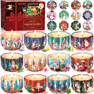 ZQEJEFD Duftkerze Geschenk Set, 12er Pack Duftkerzen Set, Duftkerzen Geschenkset für Damen, Weihnachtskerze, Natürliches Sojawachs, für Weihnachten, Valentinstag, Muttertag, Yoga, Geburtstag