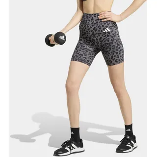 Shorts ADIDAS PERFORMANCE "OPTIME ESSENTIALS WORKOUT LEGGINGS, KURZ, LEOPARDENPRINT", Damen, Gr. S, N-Gr, grau (grau four, grau six, schwarz, normal, gr.), Obermaterial: 85% Polyester, 15% Elasthan, Hosen Shorts