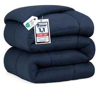 BEDSURE Bettdecke 220x240 Winterdecke 450gsm - Warm Winterdecke 220 x 240 cm für Winter, 240x220 Waschbar Dicke Winterbettdecke, Marineblau