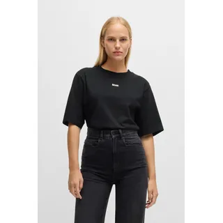 T-Shirt BOSS ORANGE "Enis Premium Damenmode", Damen, Gr. XL (42), schwarz (schwarz 001), Single Jersey, Obermaterial: 100% Baumwolle, unifarben, relaxed fit normal, Rundhals, weit normaler Saum, Shirts T-Shirt, mit weiten Ärmeln