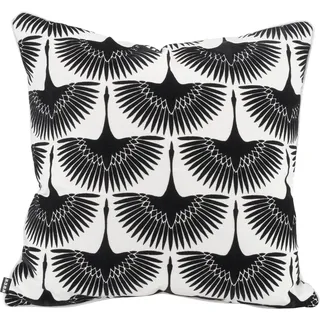 Dekokissen H.O.C.K. "Black Swan", schwarz (schwarz, weiß, ornament), B:50cm H:10cm L:50cm, Baumwolle, Polyester, Dekokissen_Sitzkissen_Kissenhüllen, Dekokissen, mit schicken Schwanenmotiven, Wendekissenhülle mit Füllung, 1 Stück