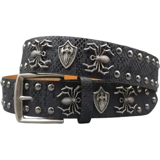 AGUTALITHIC Nietengürtel Gürtel Mit Spinne Und Rundnieten Im Punk Goth Style,Glänzendes Ledergürtel Für Damen Und Herren Gothic Kleidung Zubehör(115cm/45, Black)