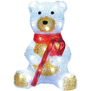 DEUBA® Weihnachtsdeko LED Acryl Figur Teddy Außen Innen 25cm Groß Weihnachten Eisbär beleuchtet Deko Weihnachtsfiguren Weihnachtsbeleuchtung Kaltweiß - Rot, Weiß, Schwarz