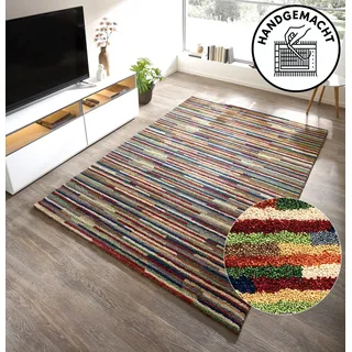 THEKO Wollteppich "Gabbeh Multi, Handgefertigt, Teppich, meliert, reine Wolle," rechteckig 15 mm Höhe Wohnzimmer, Schlafzimmer, Esszimmer, multi