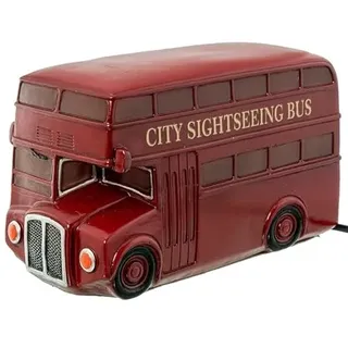 DRW Doppel-Tischlampe aus Polyresin, rot, 12 x 22 x 11 cm