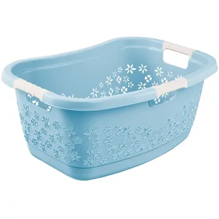 KEEEPER Wäschekorb mit luftdurchlässigem Dekor, Anti-Rutsch-Softgriffe, 50 l, Lasse, Nordic Blue