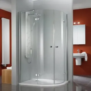HSK Premium Classic Runddusche mit 2 Drehtüren, 4-teilig, Größe: 90 x 90 x 200 cm, Radius 550 mm, 650090550-41-50, Duschkabine: Chromoptik: ESG klar