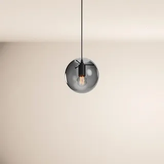s.luce Hängelampe Orb 1.5m Abhängung Rauch/Schwarz Ø 20cm , Anthrazit, Schwarz , Glas , Rund , E27 , 20x20x20 cm , Lampen & Leuchten, Innenbeleuchtung, Hängeleuchten, Pendelleuchten