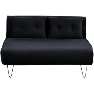Beliani 2-Sitzer-Schlafsofa Samtstoff Schwarz Vestfold , Textil , 130x81x80 cm , Babymöbel & Kindermöbel, Kinderzimmer & Jugendzimmer, Schlafsofas