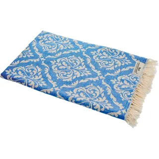Carenesse Jacquard Hamamtuch Barock 90 x 175 cm blau I Edles Hamam Handtuch 100% saugfähige Baumwolle mit hochwertiger Webung I Pestemal/Fouta weich & zart I Leichtes Hamam Strandtuch kompakt