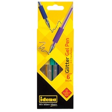 Idena 512080 - Gel-Pen Glitter, 6 Stück in Trendfarben, im Karton-Etui