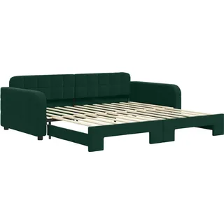 vidaXL Tagesbett Ausziehbar Dunkelgrün 100x200 cm Samt