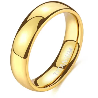 Zakk Ring Damen Herren 2mm 4mm 6mm Titan Poliert Schmal Schlicht Ringe Verlobungsringe Ehering Trauringe (Gold-6mm, 54 (17.2))