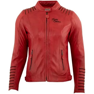 Rusty Stitches Amanda Damen Motorrad Lederjacke Rot/Schwarz 36