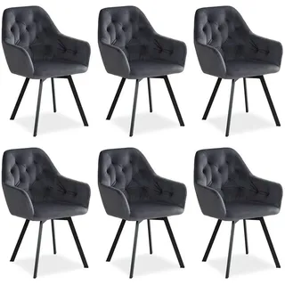 Homestyle4u Polsterstuhl Samt grau 6er Set