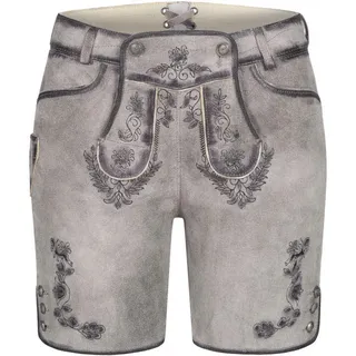 Trachtenlederhose NÜBLER "Lederhose kurz Tiana", Damen, Gr. 38, EURO, silber, Obermaterial: 100% Lammleder LEL., Hosen Trachtenlederhose