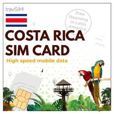 travSIM Costa Rica SIM Karte | 10GB Mobile Daten | Freies Roaming in EL Salvador, Guatemala, Nicaragua und Panama | Der Plan auf der Costa Rica SIM Karte ist für 30 Tage gültig