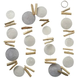 Boltze Capiz Deko Girlande hängend Nerida -1 Stück, Länge 180 cm Fensterdeko Boho Perlmutt Scheiben Muschel Kette zum Aufhängen Boltze Home Windspiel Wind Chimes Wanddeko Bad