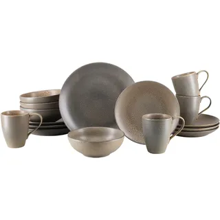 Kombiservice CREATABLE "Sierra Nevada, Service 16-tlg.", rocca, 16, Steinzeug, Geschirr-Sets, Kombiservice, Seidenmatte reaktive Spezialglasur, Vintage Effekt