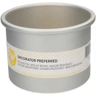 Wilton Runde Backform Extra Tief -Kuchenform für Höhe Kuchen Tortenform Backblech mit extra hohem Rand - Ø 12,5 x 10 cm, Silber