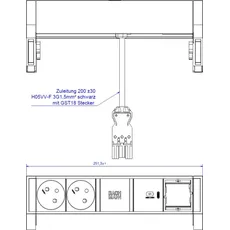 Bachmann, Steckdosenleiste, Desk 2 - 2 AC-Ausgänge - Indoor - Typ E - 1 Stück(e) (2 x, CEE 7/5, 0.20 m)