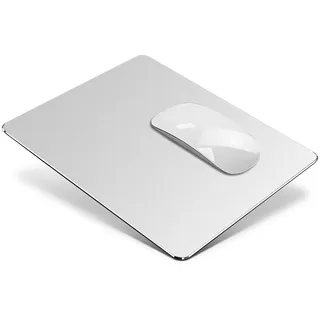 VAYDEER Metall Mauspad Aluminium Mousepad doppelseitig verfügbares Design, Hartes Mouse Pad Mat Padwasserdicht für Spiele und Büro (Klein, Silber, 23x18 cm)