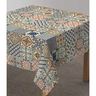 Vilber, Tischdecke aus Stoff mit Digitaldruck, quadratisch, Harz, schmutzabweisend, wasserdicht, Blauer Druck - R11.