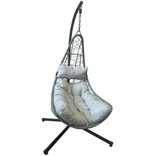 Acamp Hängesessel , Anthrazit, Grau, Dunkelgrau , Metall, Kunststoff , Uni , Füllung: Schaumstoff, Fleece,Schaumstoff, Fleece , 95x195 cm , wetterfest , Gartenmöbel, Gartenschaukeln, Hängesessel