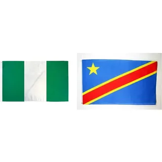 AZ FLAG Flagge Nigeria 150x90cm - NIGERIANISCHE Fahne & Flagge DEMOKRATISCHE Republik des Kongo 150x90cm - KONGOLESISCHE Fahne 90 x 150 cm feiner Polyester - flaggen