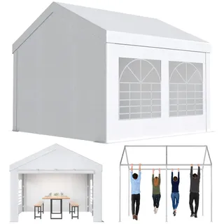 Devoko Pavillon 3x4,Partyzelt 3x4 Wasserdicht Stabil,Pavillon mit 170g PE-Plane,Metall Gestell Gartenzelt,UV-Schutz 50+Große Luxus Hochzeitszelt Festzelt,Zelt Weiß