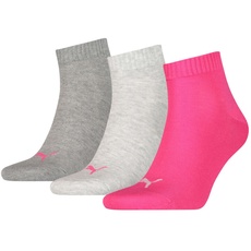 Bild Unisex Socken - Quarter-Socken, Sneaker-Socken, Damen, Herren, Vorteilspack Grau/Pink 39-42