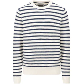 Strickpullover FYNCH-HATTON, Herren, Gr. 4XL, weiß (winter weiß), Strick, Obermaterial: 80% Baumwolle, 20% Wolle, gestreift, regular fit taillenbedeckt, Rundhals, Bündchen, Pullover Strickpullover, mit Streifenmuster