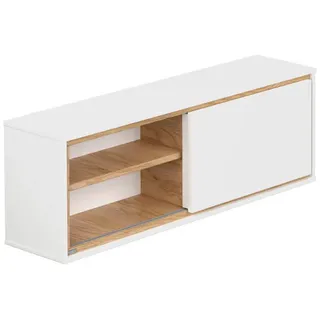 Paidi Wandboard , Weiß, Eichefarben , Holzwerkstoff , 88.8x30.2x21.1 cm , Blauer Engel, Goldenes M , Wohnzimmer, Regale, Wandboards