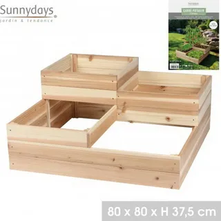 Sunnydays Holz quadratisches Pflanzbeet Pflanzkübel Pflanzbehälter 54372 - Beige