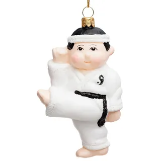SIKORA Karate Fighter besondere Weihnachtskugel Glas Weihnachtsmann Christbaumschmuck Deko Figur Weihnachten Anhänger Ornament - Premium Line - BS845