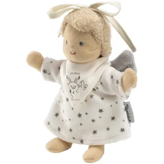 Sterntaler Spielpuppe zum Aufhängen, Schutzengel mit Halstuch, Motivdruck Sternzeichen Steinbock, Geschenk Idee für Jungen und Mädchen