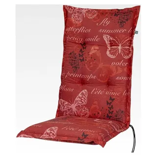 Auflage Hochlehner Bali rot Schmetterlinge 120x49x8 cm Sitzpolster - Rot