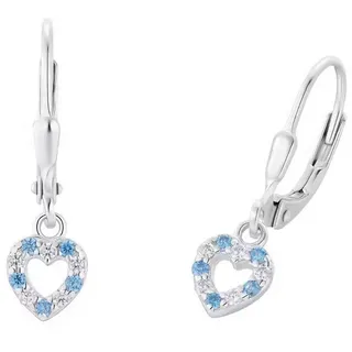 Prinzessin Lillifee Lillifee Mädchen Ohrhänger 2036434 Herz Silber 925 synth. Zirkonia blau weiß