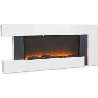 Klarstein Deko Kamin mit LED-Flammen, Elektro Kamin mit Heizung, 2000W Elektrischer Kamin, Sparsamer Kamin Elektrisch, Wandkamin mit Fernbedienung & Timer, Elektrische Kamine mit MDF-Gehäuse - Weiß